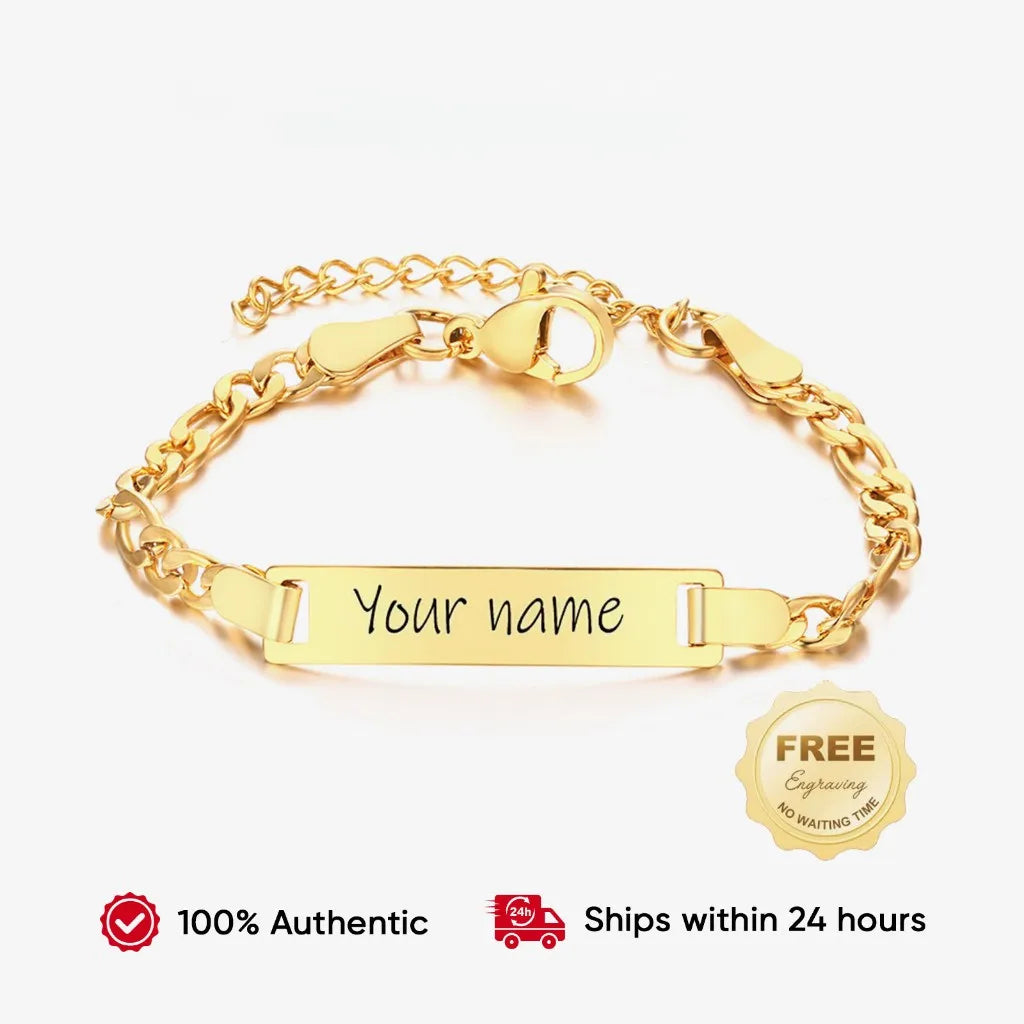 Personalized Name Elegant Bracelet - Gold Plated Stainless Steel Jewelry Wrist  Accessory Prefect Gifts for Birthday Anniversary